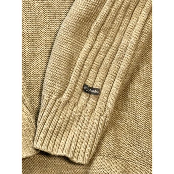 Columbia Sweater Adult Extra Large Oatmeal Tan 1/4 Zip Pullover Ribbed Classic - Picture 4 of 9